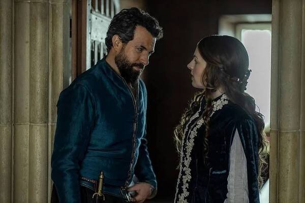 Thomas Seymour (Tom Cullen) and Katherine Parr (Jessica Raine) in Becoming Elizabeth. Exactly what the real Parr made of Thomas's horseplay with Elizabeth remains unclear (Photo courtesy of Starz)