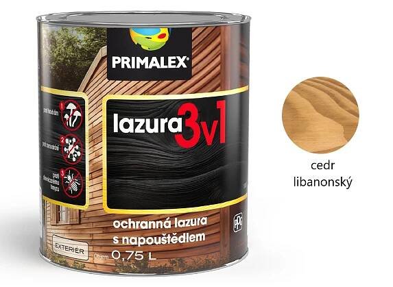 PRIMALEX LAZURA & napouštědlo 3v1 na dřevo barevná 5 l