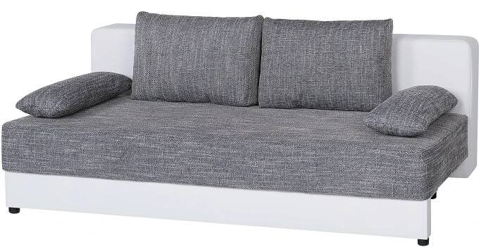 Pohovka LUCY, bílá/šedá s lůžkem a úložným prostorem - šedá/bílá, Design, kompozitní dřevo/textil (200/90/103cm)