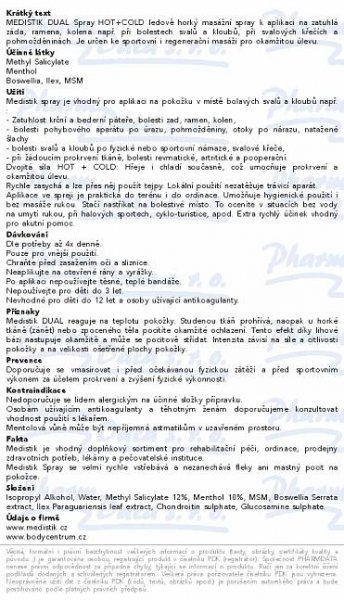 Informace o produktu:<br> MEDISTIK DUAL spray na svaly a klouby 118ml