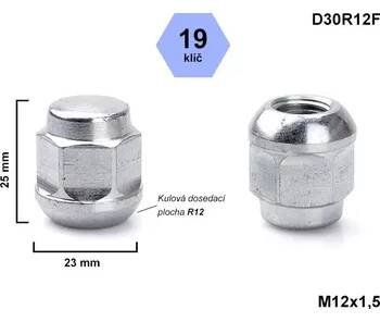 Kolová matice M12x1,5 koule R12, klíč 19, HONDA D30R12F uzavřená, výška 25 - SHELLERS