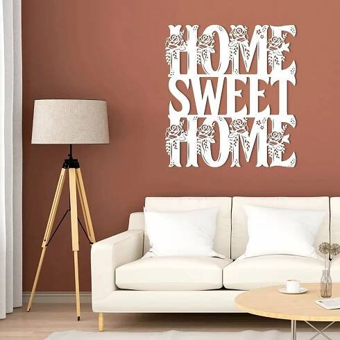 Dřevěná 3D nálepka na zeď - Home Sweet Home