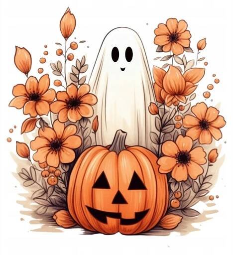 CUKROVÁ JEDLÝ OBRÁZOK NA TORTU TLAČ hmota DUCH TEKVICA HALLOWEEN dekorácia kvety