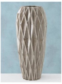 Ručně vyrobená podlahová váza z kameniny Tigan, Glazovaná kamenina, Šedá, Ø 20 cm