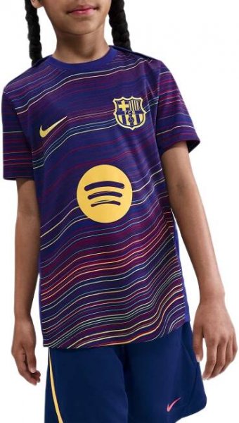 Dětské předzápasové fotbalové tričko s krátkým rukávem Nike Dri-FIT FC Barcelona Academy Pro