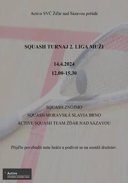 Squash Turnaj 2. liga mužů 2024 - Žďárské Vrchy.cz