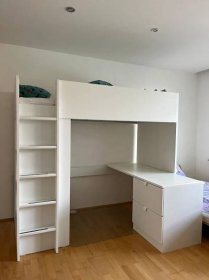 Patrová postel s psacím stolem a skříní IKEA + matrace a židle - Nábytek