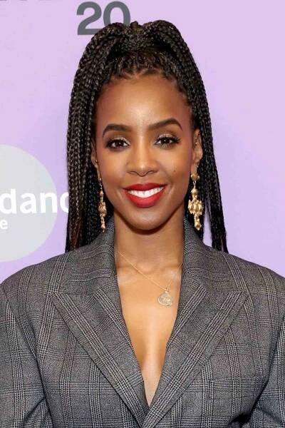 Kelly Rowland with a box braid ponytail