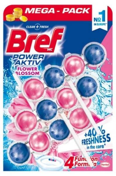 Bref Power Aktiv Flower Blossom tuhý WC blok 3 x 50 g