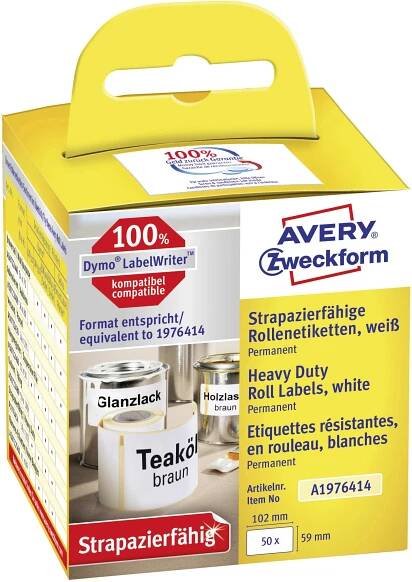Avery-Zweckform etikety v roli kompatibilní náhradní DYMO 1976414 59 x 102 mm fólie bílá 50 ks trvalé univerzální etikety A1976414