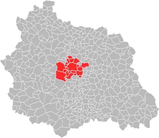 Location of the metropolis in the department of Puy-de-Dôme.