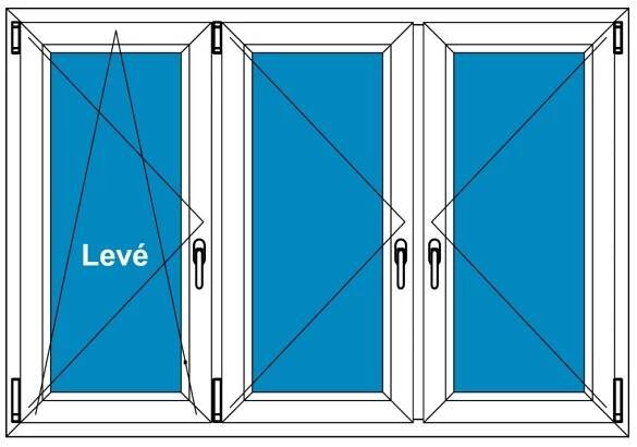 Plastové okno 140x90 Trojkřídlé se sloupky Aluplast Ideal 4000