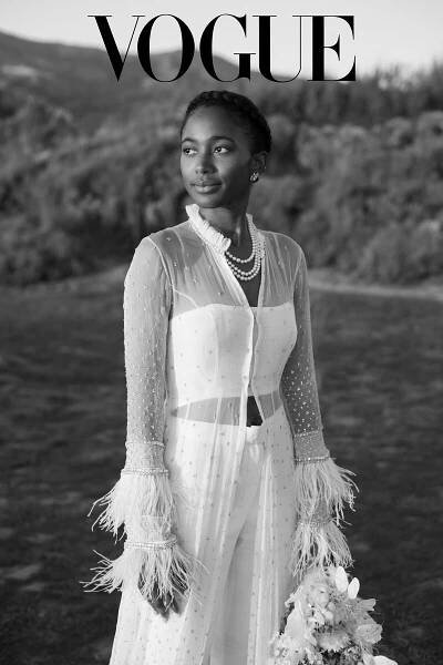 “African American Bride in Bridal Pantsuit –Vogue-Inspired Wedding Fashion”