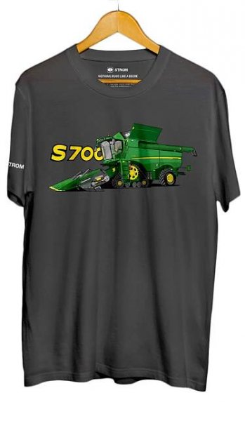 PÁNSKÉ TRIČKO JOHN DEERE KOMBAJN S700, ŠEDÉ