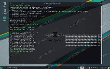 Manjaro Linux kernel headers installation