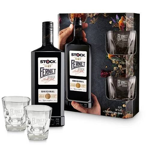 Fernet Stock 0,5l 38% + 2x sklo GB