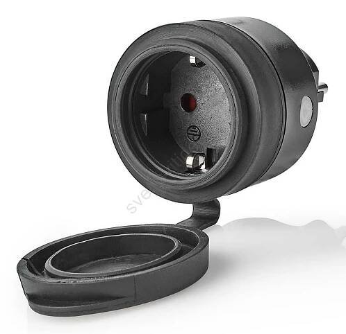 Chytrá zásuvka 3680W/230V/Schuko Typ F/16A Wi-Fi IP44 černá