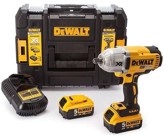 DeWALT DCF899P2 Aku rázový utahovák 1/2" (950 Nm/18V/2x5,0Ah) kufr Tstak