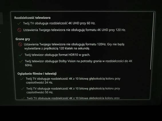 Komunikat z konsoli Xbox TCL 43P638
