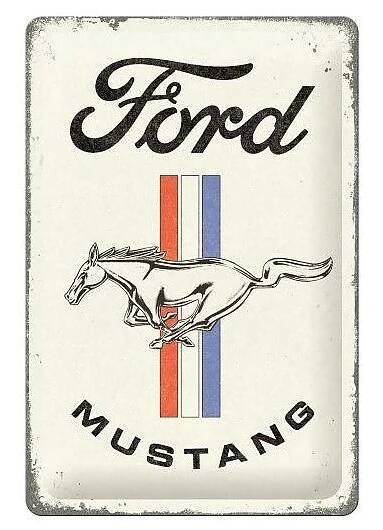 Retro cedule Ford Mustang (horse & stripes) 20x30cm