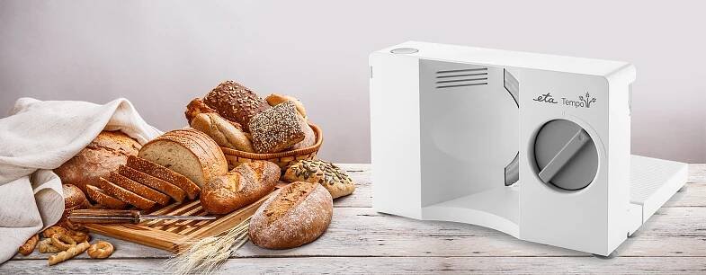 Univerzální kráječ ETA Tempo, skládací kráječ chleba s příkonem 120 W, elektrický