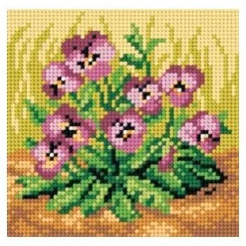 Tištěná předloha pro výšivku - 15 x 15 cm - Fialky