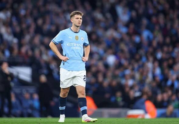 James McAtee in action for Manchester City