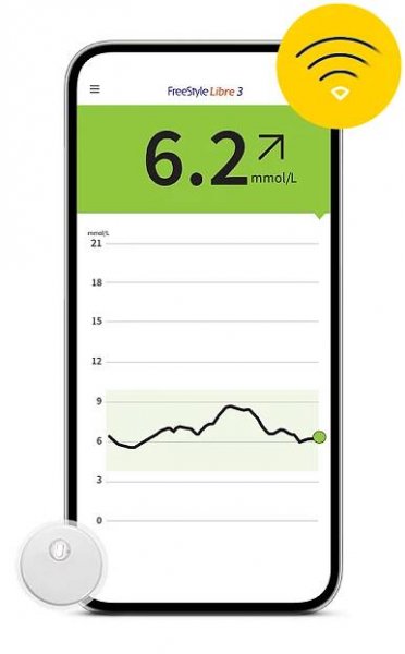 FreeStyle Libre 3 app with the FreeStyle 3 sensor