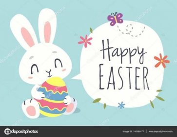 Vektor karikatura styl velikonoční králík přání Stock Vector od © sunnyws 146488477