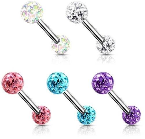 Piercing do bradavky chirurgická ocel s krystaly
