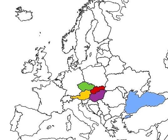 Slepá mapa evropských států - možno vymalovat a zároveň pojmenovat ...