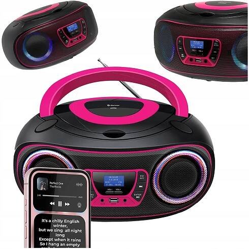 PŘEHRÁVAČ DENVER BLUETOOTH CD USB RADIO TDB-212P PINK