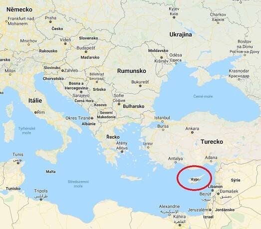 Ostrov Kypr: Mapa🗺️ s letovisky • (Severní i jižní Kypr)