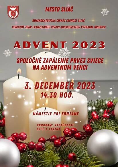 Spoločné zapálenie prvej sviece na adventnom venci | Sliač