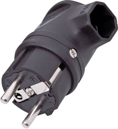 interBär 9004-004.01 úhlová zástrčka SchuKo guma 230 V černá IP44