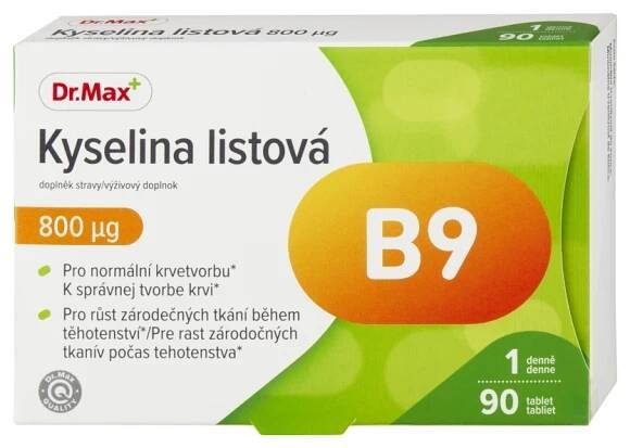 Dr. Max Kyselina listová 800 μg 1×90 tbl, výživový doplnok