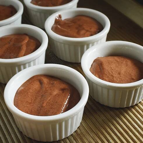 Low-Carb Chocolate Soufflé Recipe -Ready for the oven.