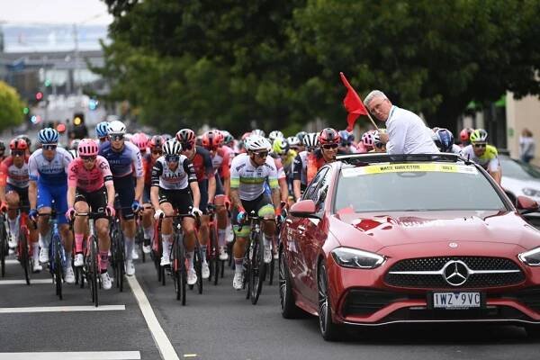 GEELONG AUSTRALIA  JANUARY 29 Scott Sunderland of Australia race director during the 7th Cadel Evans Great Ocean Road Race 2023  Mens Elite a 1743km one day race from Geelong to Geelong  CadelRoadRace  on January 29 2023 in Geelong Australia Photo by Tim de WaeleGetty Images