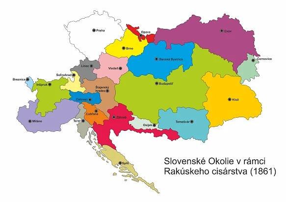 Súbor:Slovenské Okolie Rakúske cisárstvo mapa.png