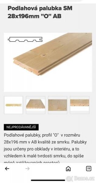 Podlahové palubky 28x196x4000 (cena za balík cca 3 m2) - Plzeň