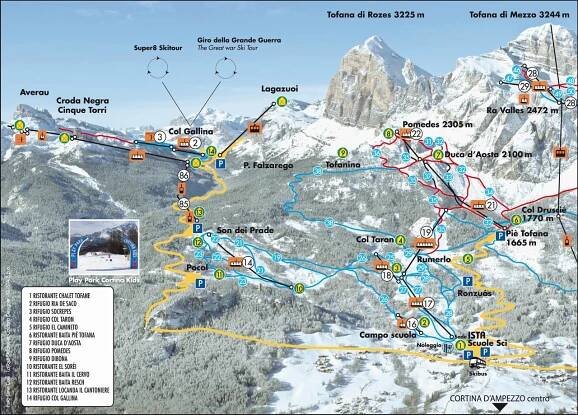 Opening times Ski Area Cortina: Tofana, Pocol, Falzarego
