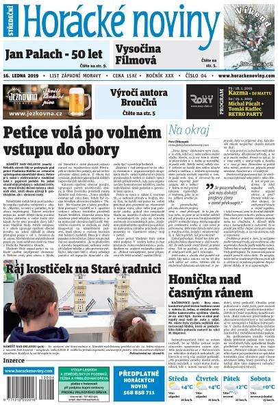 Časopis Horácké Noviny Středa 16.1.2018 č. 004