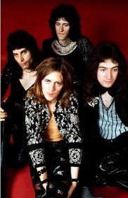The band Queen seen here in 1973 - (left to right) Singer Freddie Mercury, drummer Roger Taylor, guitarist Brian May and bassist John Deacon