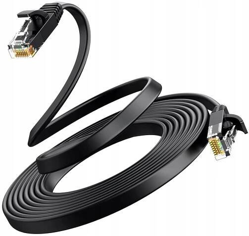 Síťový kabel 3m ethernetový RJ45 LAN CAT 8 pro notebook plochý Konektor 2 RJ45