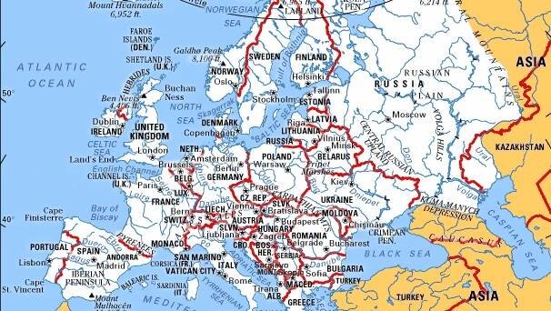 Europe. Political/Physical map.