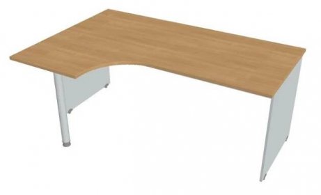 Stůl ergo 180 x 120 cm, pravý Hobis Gate GE 1800 60 P Dekor lamino podnože: dub, Dekor korpusu: šedá, Barva nohy: šedivá