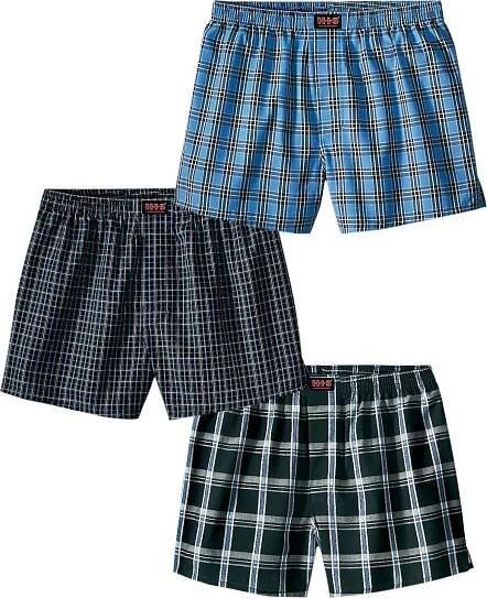 3 PACK WEB - Široké boxerky - blau kariert