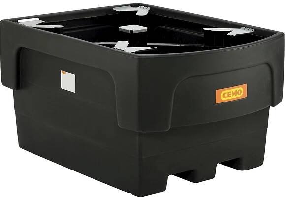 CEMO Záchytná vana z PE pro cisternové kontejnery IBC/KTC ,pro 1 kontejner IBC/KTC s integrovaným stáčecím nástavcem ,s opěrným křížem z PE