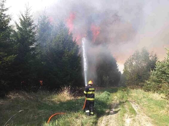 Hektická sobota pro hasiče: nedaleko Újezdu u Rosic likvidovali požár lesa