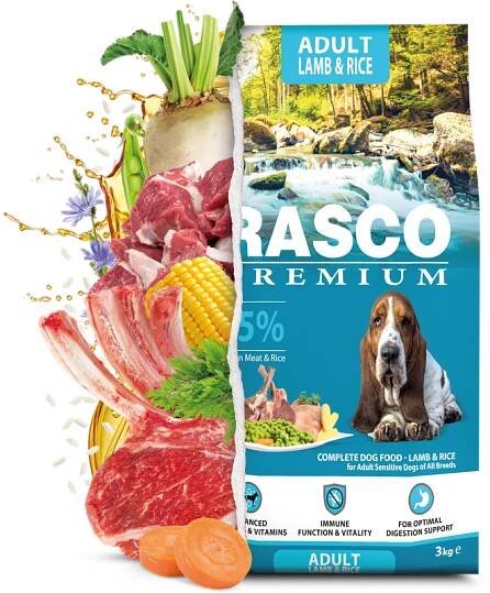 Granule pro psy Rasco Premium Adult Lamb & Rice 15kg | Super zoo